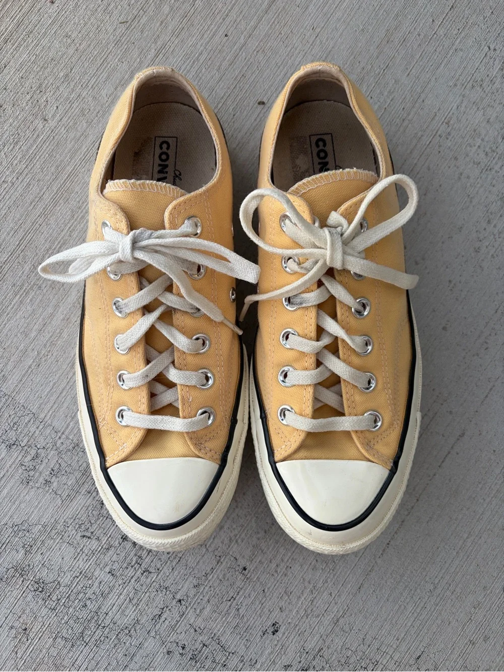 Converse Low Top Sneakers in Yellow Canvas with Cream Accents - Picture 1 of 4